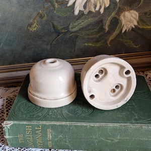 Salvaged, antique porcelain ceiling pendant light fitting/rose two available