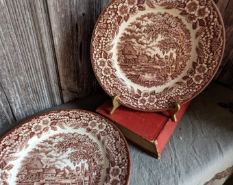 Broadhurst ironstone brown transferware side plates - two available