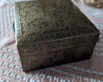 Brass made in British India (pre 1947) embossed box with hinged lid