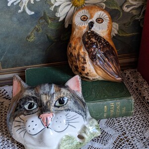 Toni Raymond Babbacombe Pottery string dispensers cat and owl designs