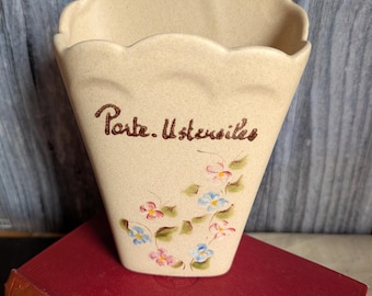 Vintage französische Wandtasche Küchenutensilien Topf / Parte Utensilo