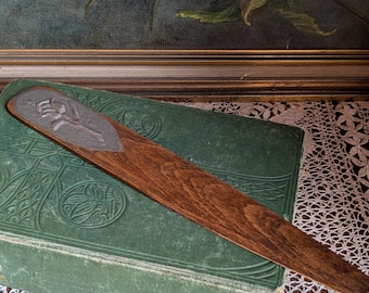 wood and embossed metal page turner or letter opener