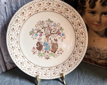 Johnson Bros Transferware-Essteller „Sugar and Spice“ aus braunem Eisenstein