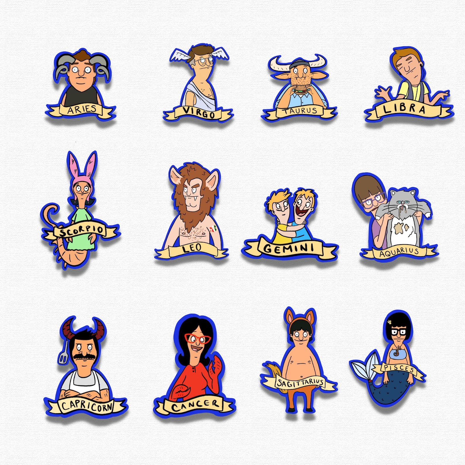 Bob's Burgers Horoscope Signs Vinyl Sticker Set Etsy