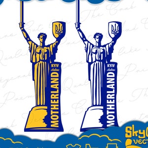 Ukraina Ojczyzna, Olbrzymia Statua Matki Ojczyzny z Kijowa na Ukrainie, Cricut Silhouette SVG PNG cyfrowa naklejka wydrukowana laserowo