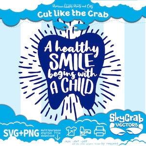 Gesundes Lächeln Beginnt Kind Zahnarzt Zitat SVG PNG Glanz Zahn Kalligraphie Zitat Vektor Aufkleber Cricut Silhouette Cameo Shirt Wanddruck Kunst