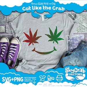 Happy Face svg, png, smile marijuana leaf eye sign digital vector decal cricut silhouette cameo shirt mug wall print laser cut artwork
