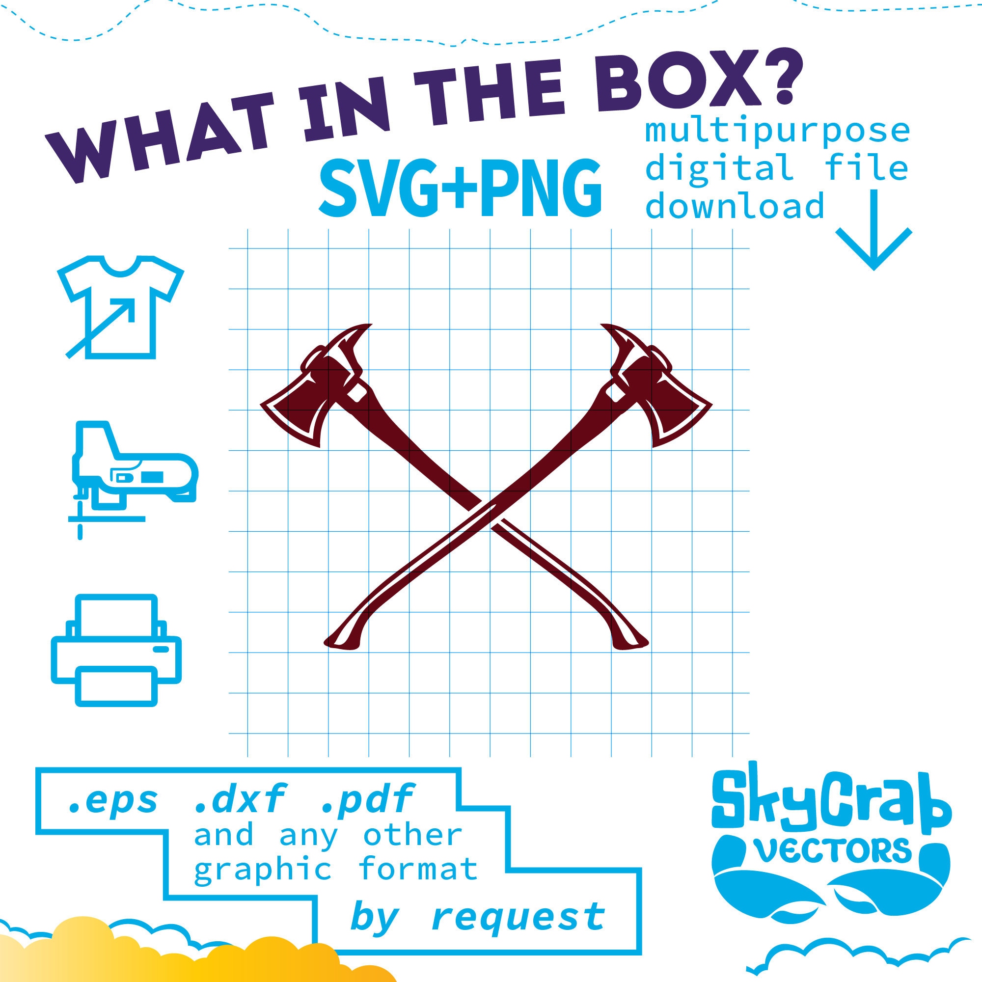 Firefighter Axes Cross in Helmet SVG, PNG, Fire Axe Rescue Service