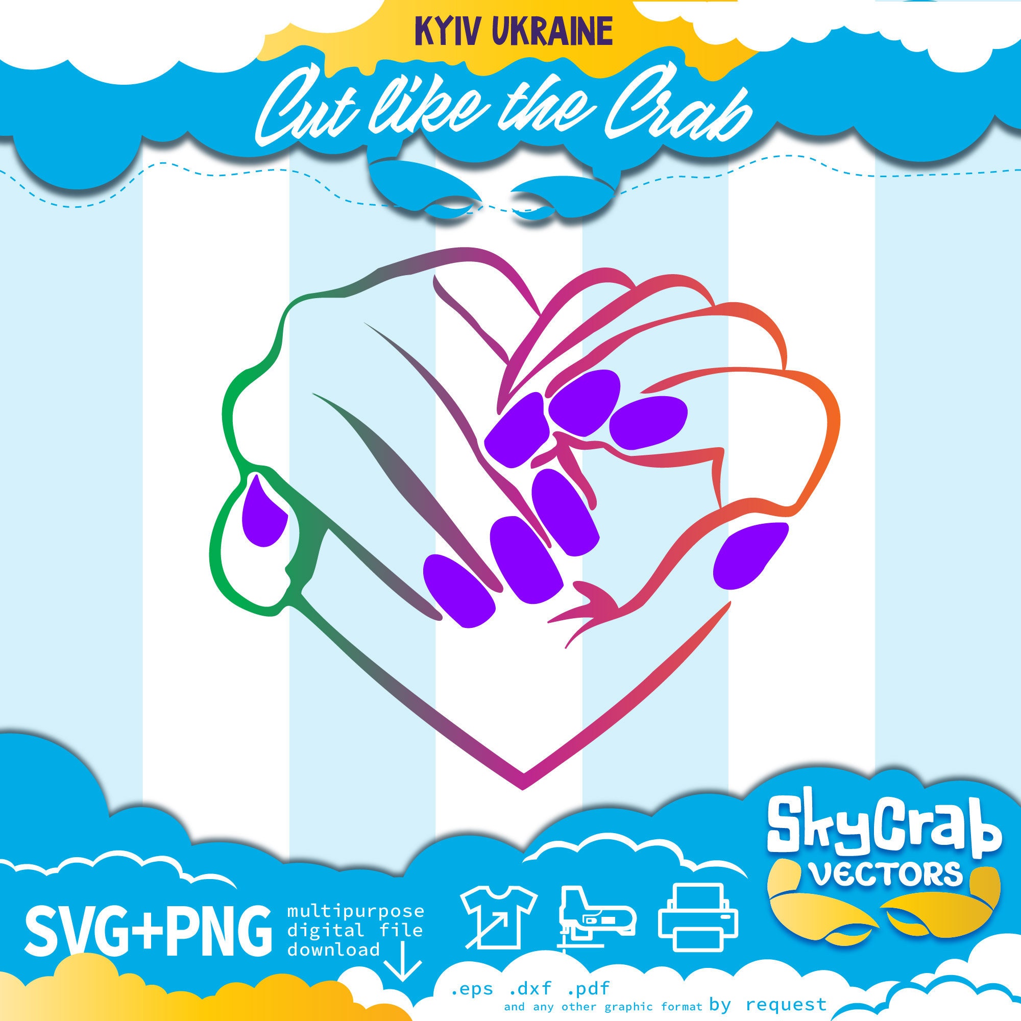 Nail Tech Heart Hands SVG PNG: Calligraphy Quote Vector (digital ...