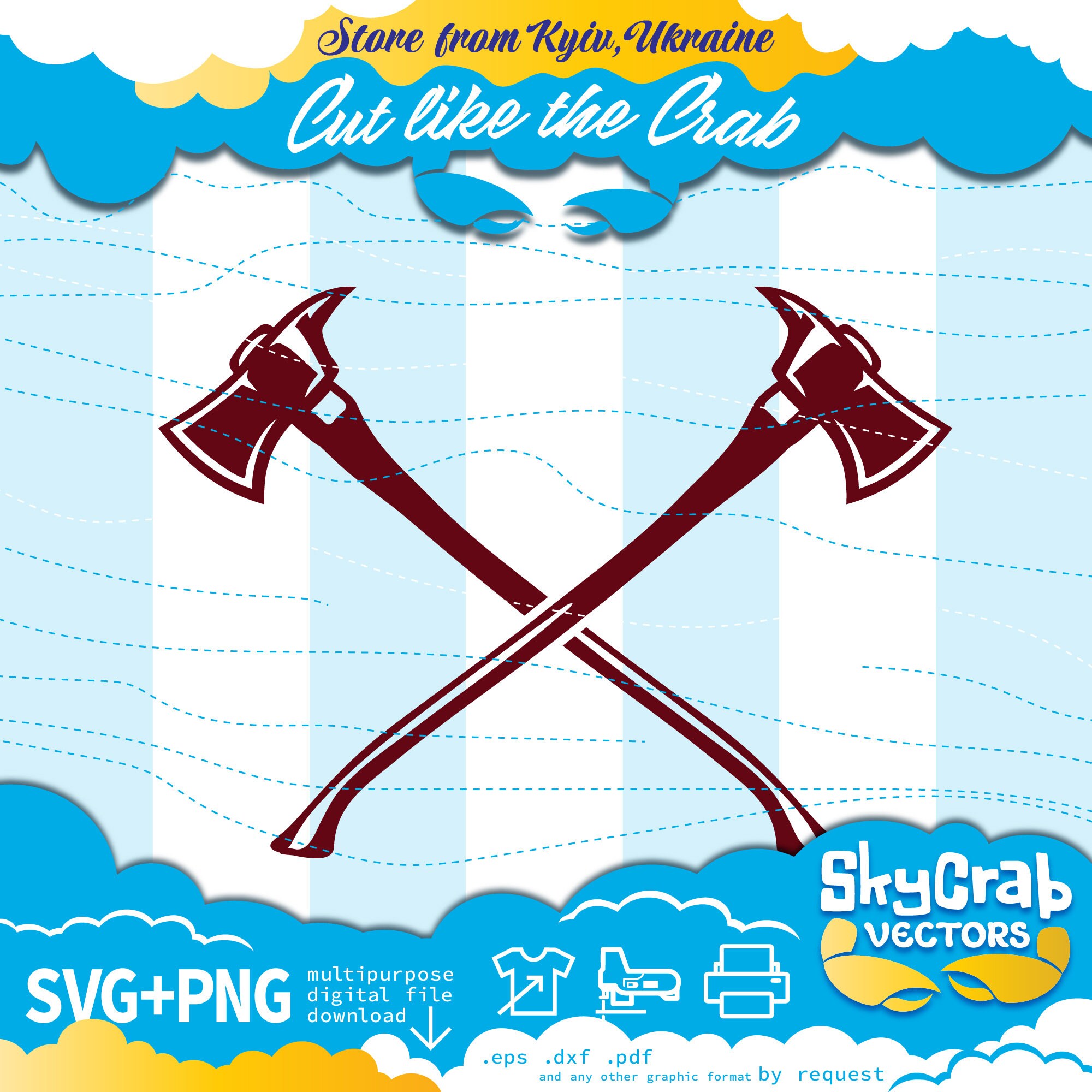 Firefighter Axes Cross in Helmet SVG, PNG, Fire Axe Rescue Service