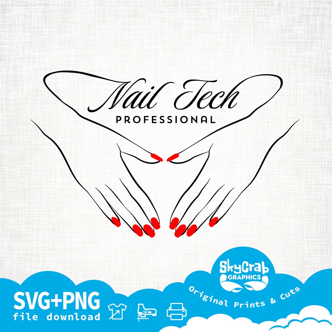 Nail Tech SVG, PNG, manos femeninas con manicura, uñas rojas perfectas ...