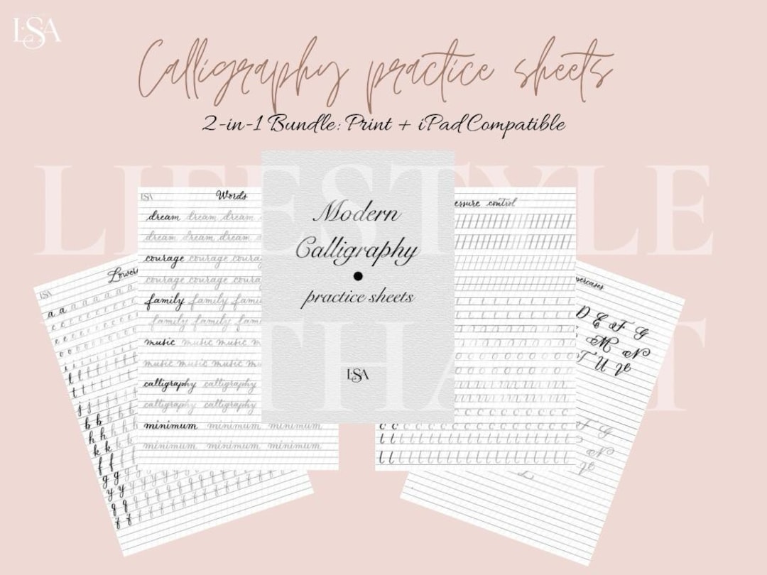 Modern Calligraphy Practice Sheets for Beginners – Printable Lettering ...
