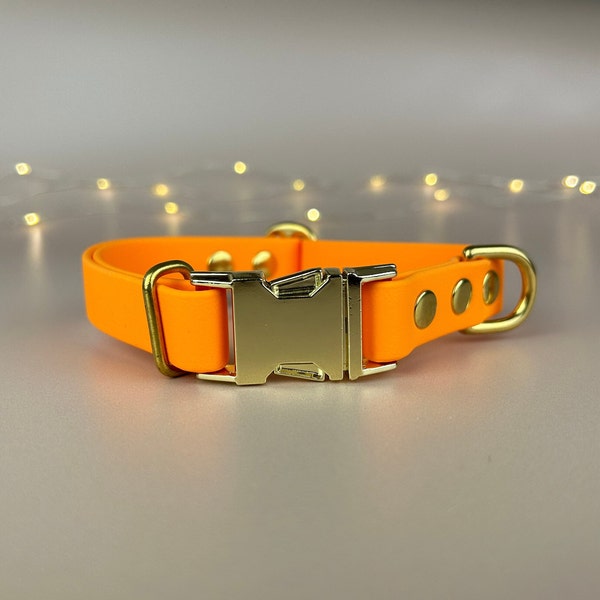 Adjustable Quick Release Genuine BioThane ® Dog Collar in Pumpkin Orange