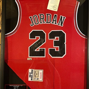 Basketball - NBA - Michael Jordan Signed and Framed Chicago Bulls Jersey, Taylormade Memorabilia