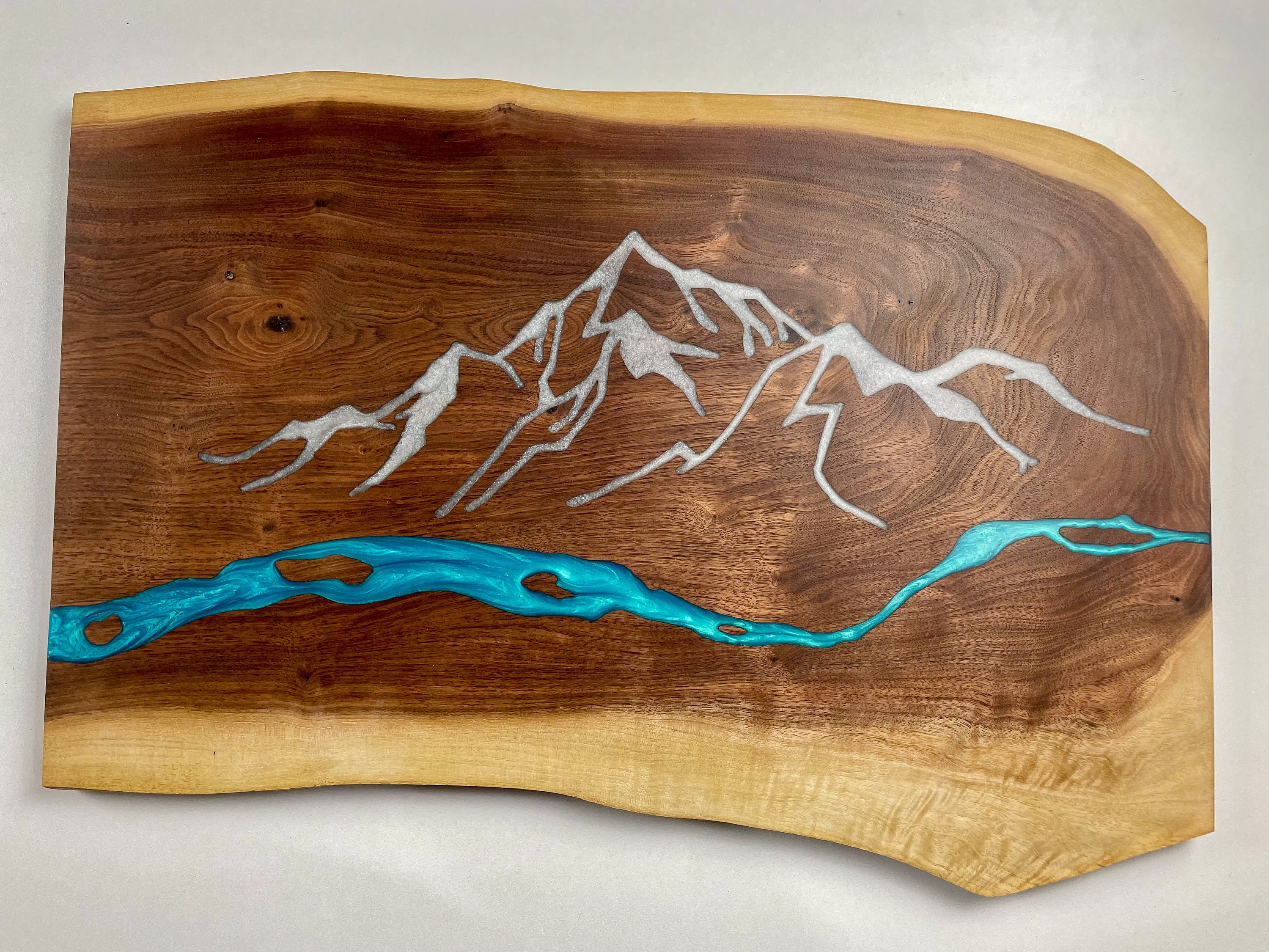 Mountain River Wall Art Double Live Edge Black Walnut & Epoxy Etsy