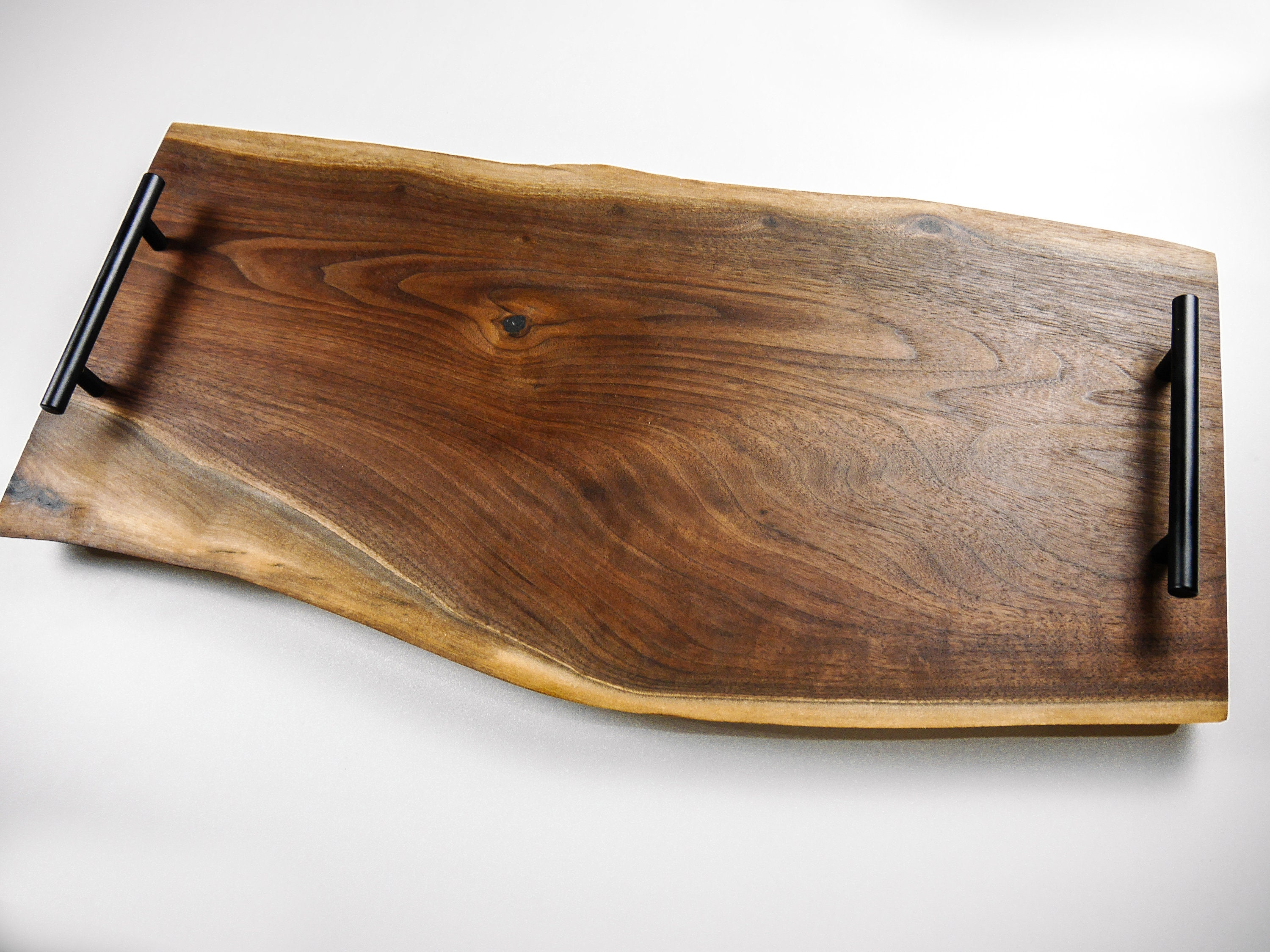 Personalized Walnut Serving Tray With Handles Large Black Etsy
