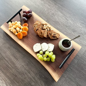 Personalized Charcuterie Board, Black Walnut Cheese Platter, Double Live Edge Serving Tray, Mother's Day Gift