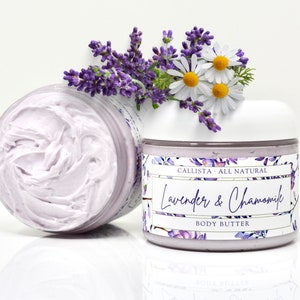 Lavender & Chamomile Body Butter | Chamomile Extract | Lavender Essential Oil | Calendula | Dry or Mature Skin | All Natural | Moisturizing