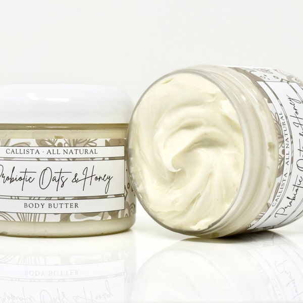 Probiotic Oats & Honey Shea Body Butter | Irritated Skin | Soothing Cream | Dry Skin | All Natural | Unscented | Colloidal Oatmeal