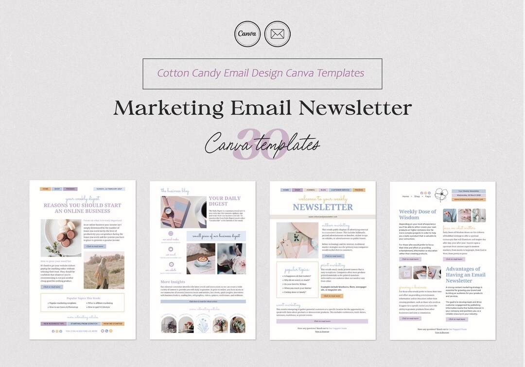 Chic Marketing Newsletter Templates | Editable Canva Design Kit ...