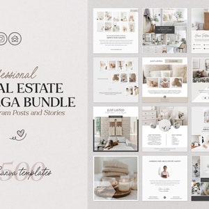Real Estate Canva Bundle | Social Media Realtor Mega Bundle | Canva Templates | Instagram Marketing Graphics Real Estate | Realtor Business