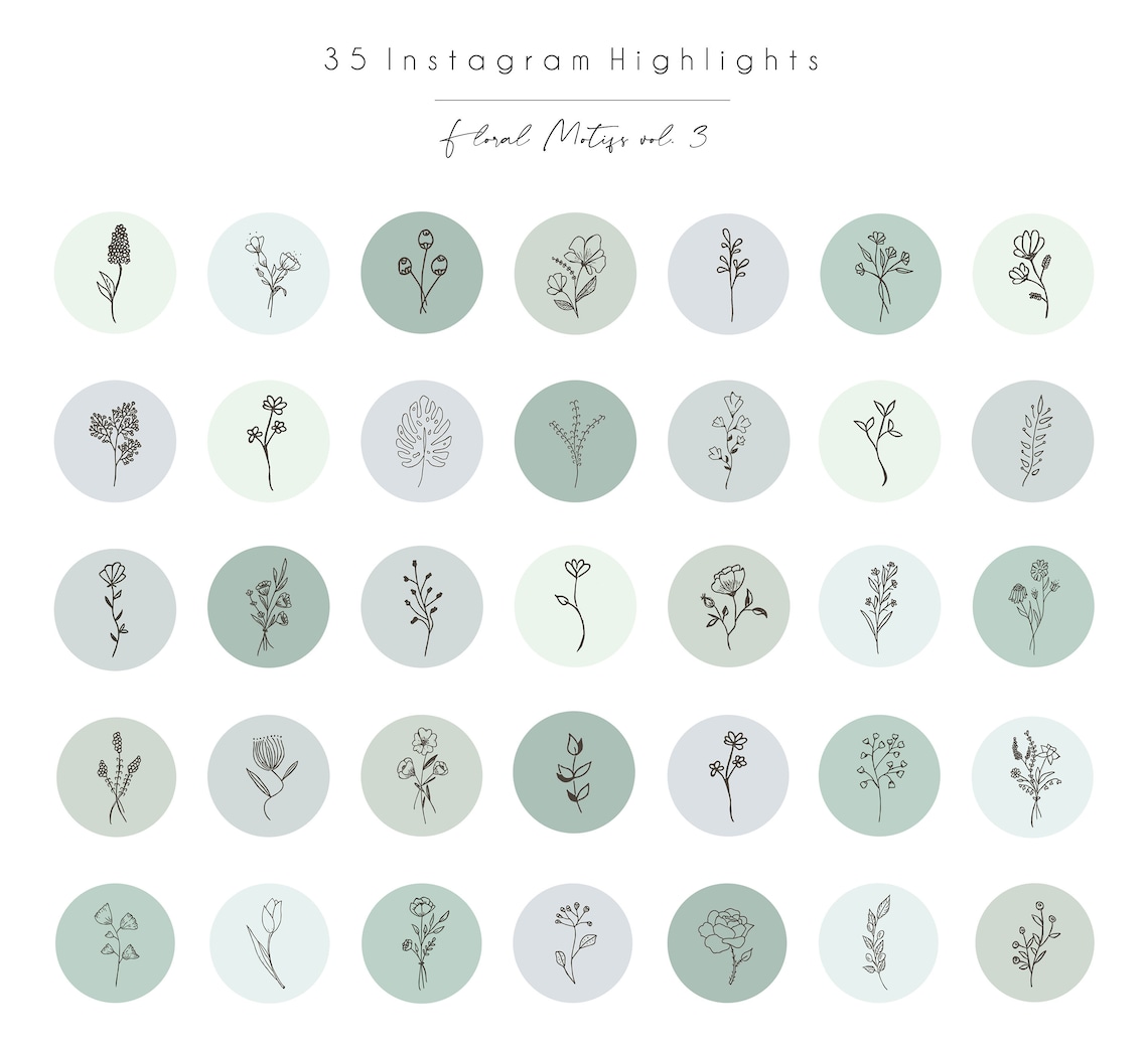 35 Hand Drawn Instagram Highlight Icons Green Instagram | Etsy