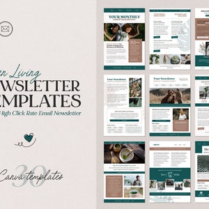 Lifestyle E-Mail Newsletter Vorlagen | Lifestyle Blogger E-Mail Bundle | Online Coach E-Mail Newsletter Canva Template | Bearbeitbarer E-Mail-Überblick