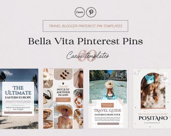Travel Pinterest Templates | 60 Editable Canva Pins for Bloggers & Travel Influencers