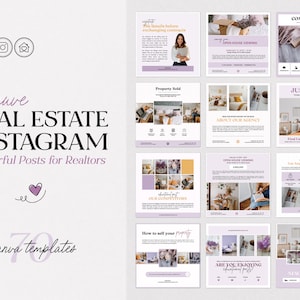 Real Estate Instagram Posts | Realtor Canva Bundle for Social Media | Cheerful Templates | Professional Canva Templates for Real Estate Biz