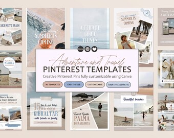 Travel Blogger Pinterest Templates | 40 Canva Editable Pins