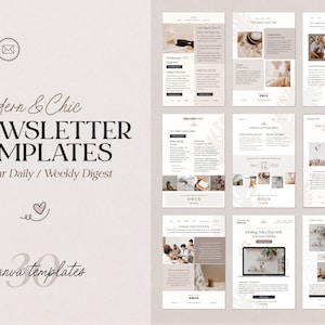 Chic Email Newsletter Templates For Canva | Mailchimp Newsletter Canva Bundle | Content Creator Business Templates | Business Newsletter