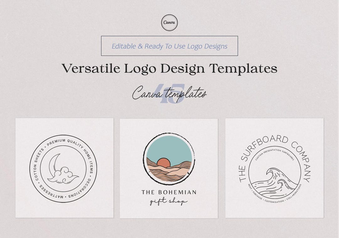 Minimalist Canva Logo Templates | Modern Editable Branding Kit With 45 ...