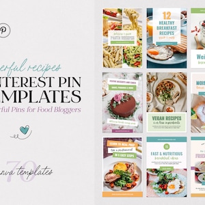 Canva Pinterest Food Blogger Bundle | Lifestyle Pinterest Strategy Templates | Food Blog Canva Bundle | Pinterest Pin Templates for Foodies