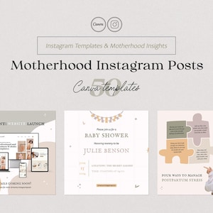Bohemian Motherhood Instagram Templates | Canva Editable Social Media Pack for Moms & Bloggers