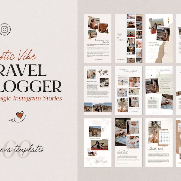 Travel Blogger Instagram Stories | Travel Canva Templates | Content Creator Social Media Canva Graphics | Editable Traveler Story Templates