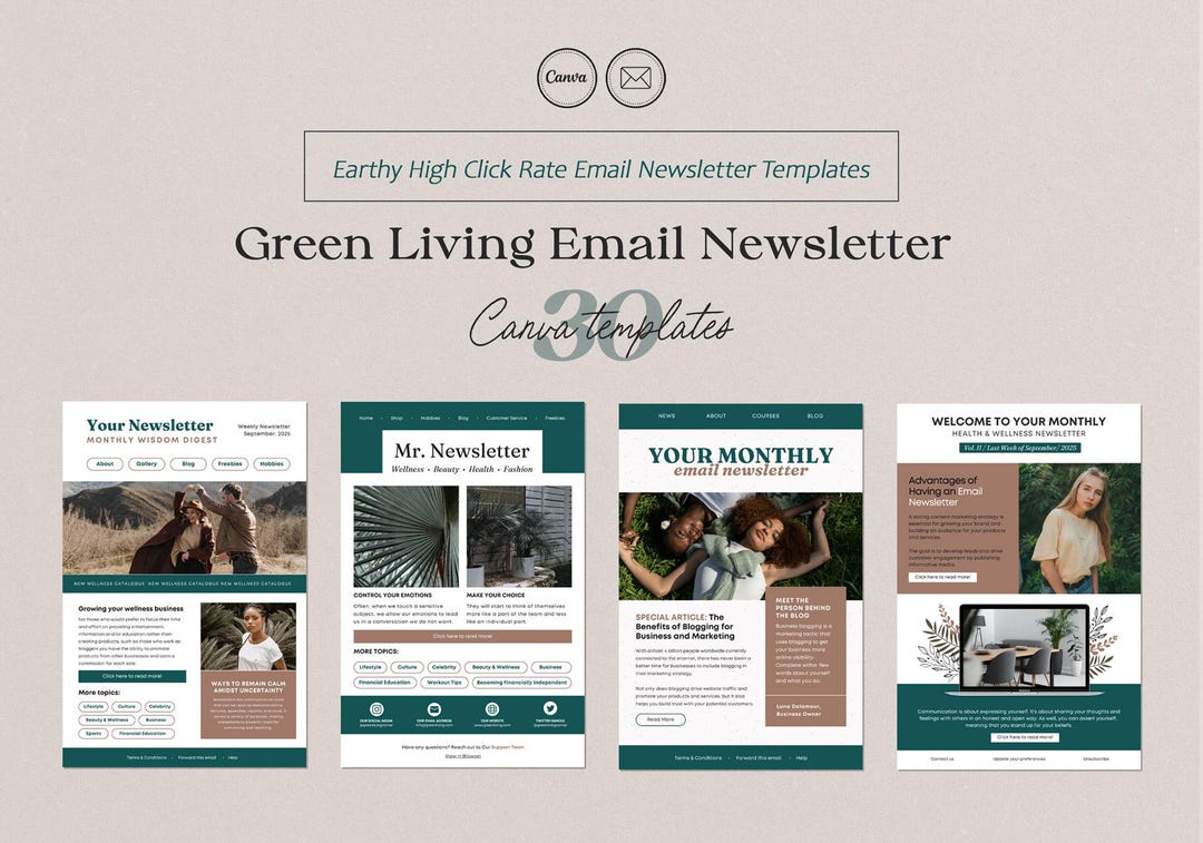 Lifestyle Email Newsletter Templates | Canva Editable Email Digest ...