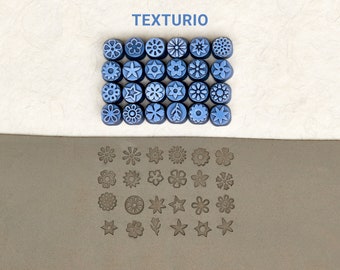 Texturio stamps for pottery Clay texture Pottery stamps Small flowers stamp set Sculpting pottery tools Polymer clay tools Soap stamp