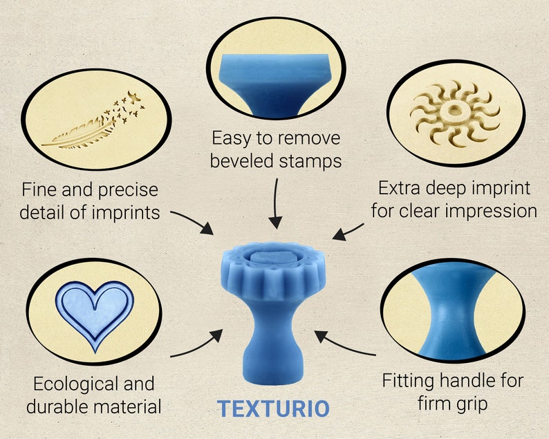 Texturio pottery stamps Soap stamp Clay sculpting pottery tools Clay texture stamps Polymer clay tools Roboto numerals 6 mm stamp set