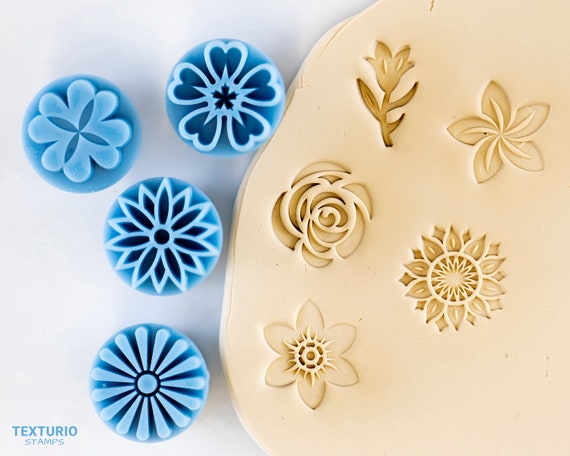 Flower Clear Stamp Polymer Clay Texture Sheets Embossing Pottery Decor Tool  DIY