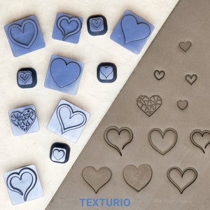 Tampons texturio pour poterie, Tampons de poterie, Outils en pâte polymère, Tampon de savon, Outils de sculpture de poterie, Texture d'argile, Jeu d'estampes Cœurs et amour