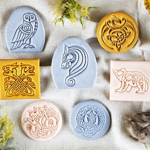 Ensemble de tampons animaux celtiques I Tampon en pâte polymère I Tampon de poterie I Outils en pâte polymère I Tampons en argile pour outils de poterie I Embossage en argile Texturio