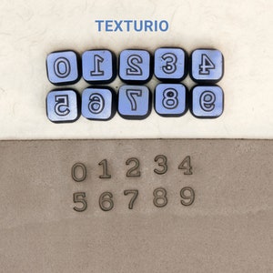 Timbri in ceramica Texturio, Strumenti in argilla polimerica, Timbro sapone, Strumenti in ceramica per scultura in argilla, Timbri a trama in argilla, Set di francobolli da 6 mm con numeri Sanchez