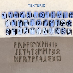 Timbres Texturio, Timbre savon, Timbre poterie, Texture argile, Timbres céramique, Outils de poterie, Timbres alphabet, Runes celtiques Timbres anglo-saxons