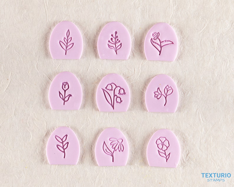 Flower Polymer Clay Stamps I Pottery stamps I Polymer Clay Tools I Clay stamps for pottery tools I Texturio Clay Embossing Stamps zdjęcie 2