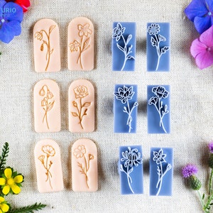 Nascita Fiore Set di timbri floreali I Timbro per pasta polimerica I Timbro per ceramica I Strumento per pasta polimerica I Timbri per strumenti per ceramica I Timbro per goffratura Texturio
