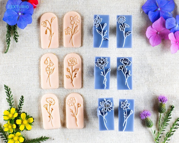 Flower Polymer Clay Stamps I Pottery Stamps I Polymer Clay Tools I Clay  Stamps for Pottery Tools I Texturio Clay Embossing Stamps 