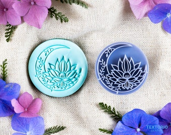 Boho Mond Lotus Stempel I Polymer Clay Stempel I Keramik Stempel I Polymer Clay Werkzeug I Stempel für Keramik Werkzeuge I Texturio Embossing Stempel