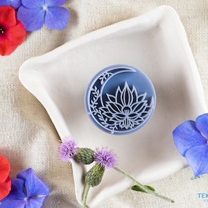 Boho Moon Lotus Stamp I Polymer Clay Stamp I Pottery Stamp I Polymer Clay Tool I Stamps for Pottery Tools I Texturio Embossing Stamp image 7