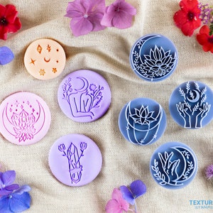 Floral Boho Stamp Set I Polymer Clay Stamp I Pottery Stamp I Polymer Clay Tool I Stamps for Pottery Tools I Texturio Embossing Stamp