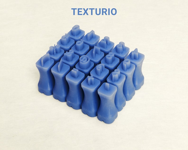 Texturio pottery stamps Soap stamp Clay sculpting pottery tools Clay texture stamps Polymer clay tools Roboto numerals 6 mm stamp set
